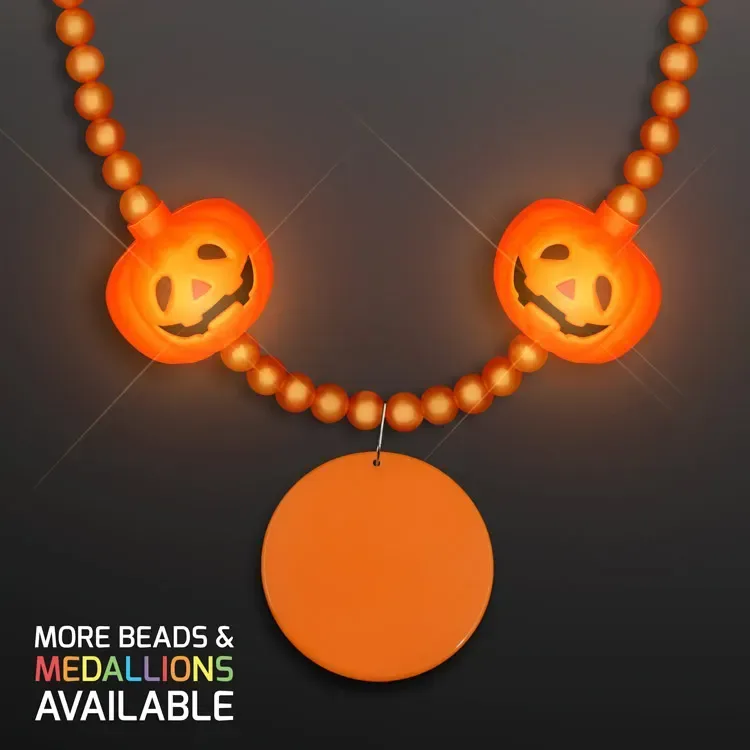 LED Pumpkin Light Beads, Halloween Jewelry with Medallion — view 2