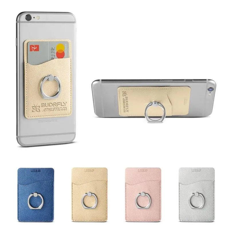 Leeman™ Shimmer Card Holder w/ Metal Ring Phone Stand