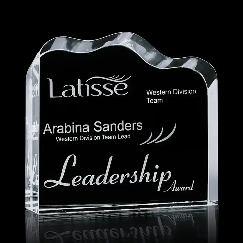 Custom Optical Crystal Lennox Award with Free Standing Base