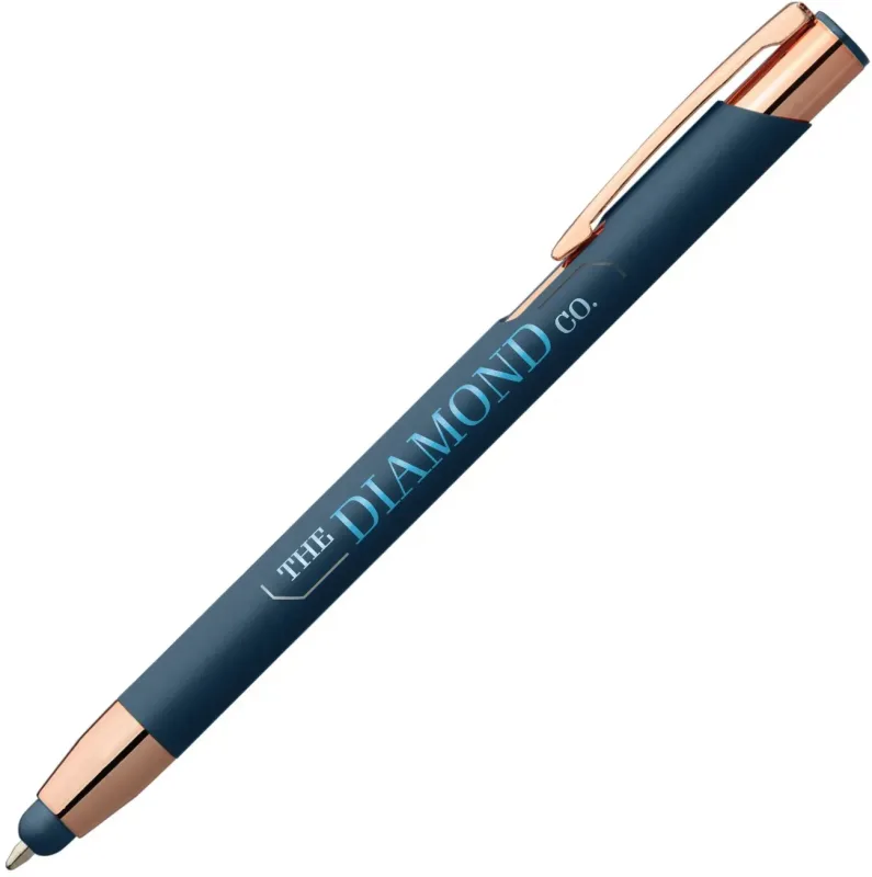Custom Rose Gold Softy Pen with Stylus - ColorJet — view 3