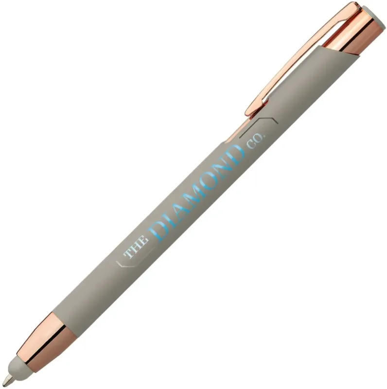 Custom Rose Gold Softy Pen with Stylus - ColorJet — view 4