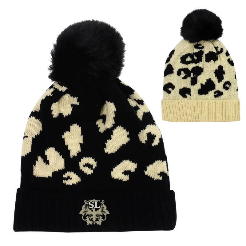 Custom Leopard Print Pom Beanie — view 4