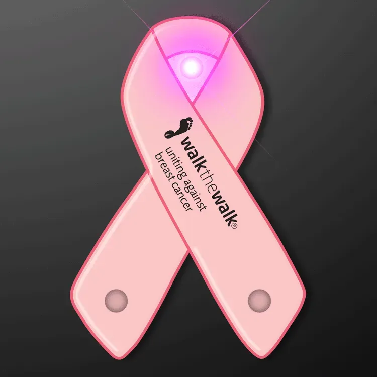 Light Up Pink Ribbons Pins For Breast Cancer Awareness