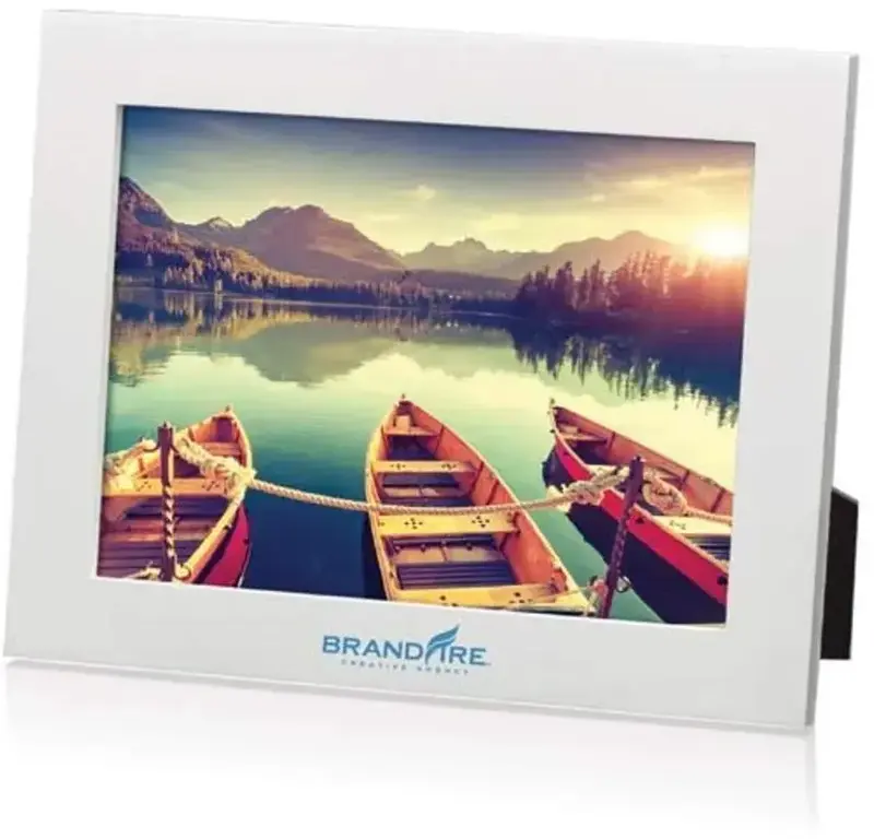 Custom Wood Linear White Photo Frame - Promotional Item