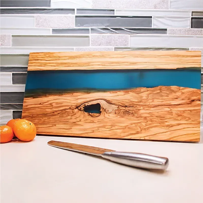 Blue Resin Custom Cutting Board (Olive Wood) — view 4