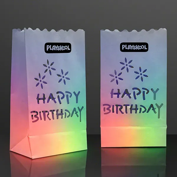 Luminary "Happy Birthday" Bags for LED Candles  Printed