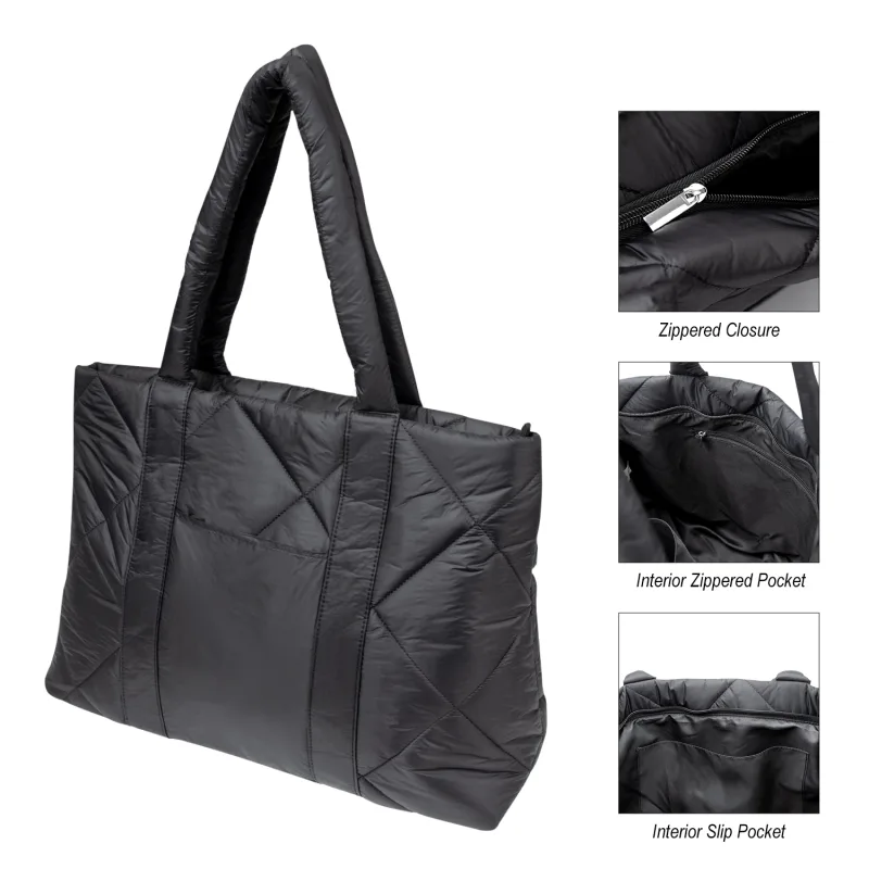 Luxe Quilted Puffer Tote Bag — view 2