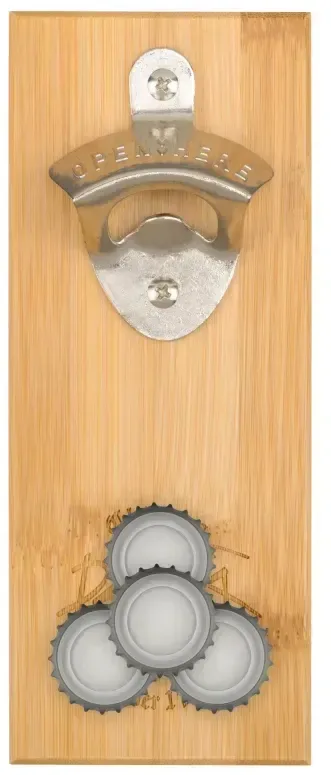 Bamboo Magnetic Wall Mounted Bottle Opener — view 3