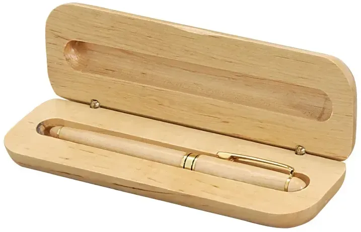 Custom Maplewood Rollerball Pen Gift Set — view 2