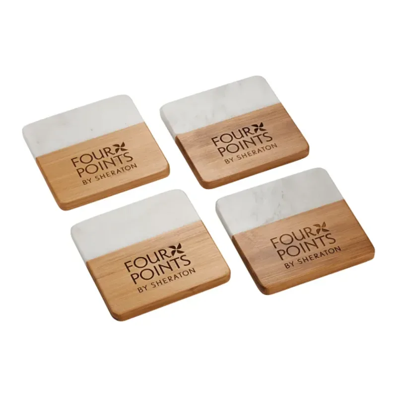 Customized Marble and Bamboo Coaster Set (4 Pieces) — view 10