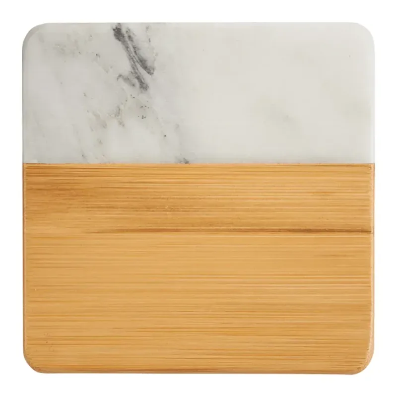 Customized Marble and Bamboo Coaster Set (4 Pieces) — view 2