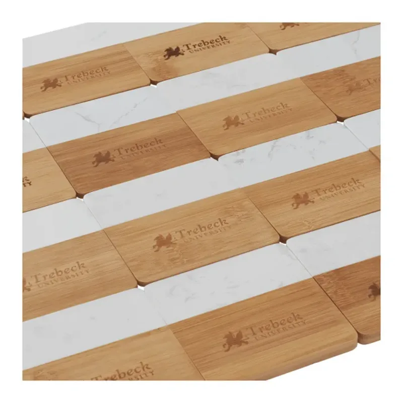 Customized Marble and Bamboo Coaster Set (4 Pieces) — view 3