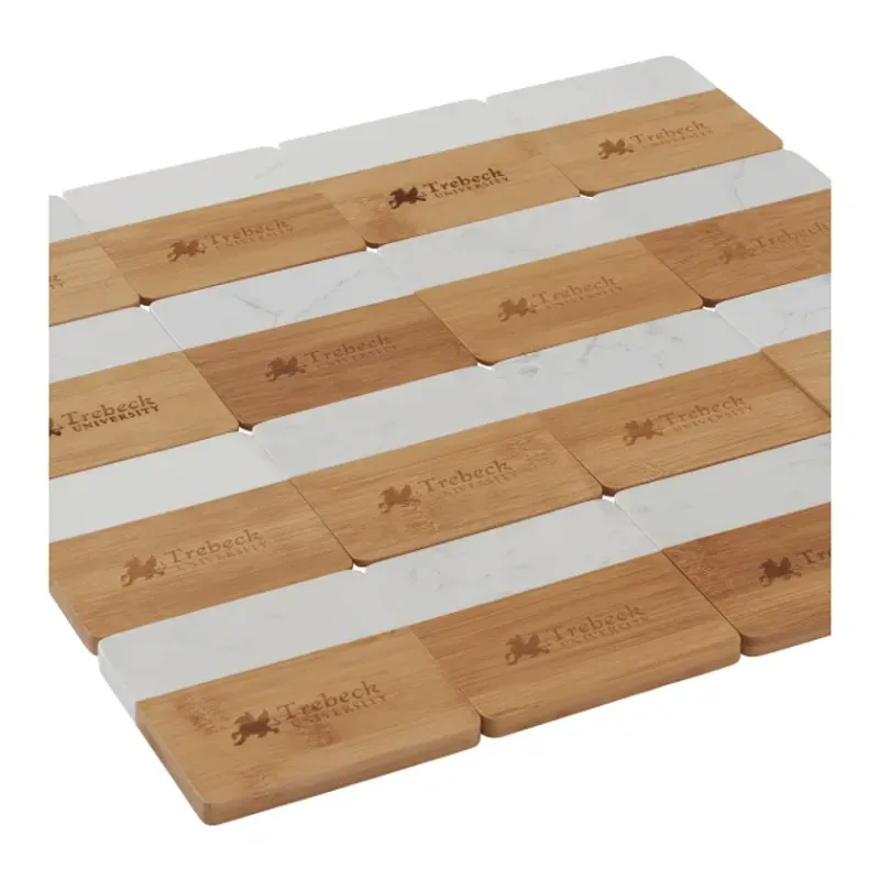 Customized Marble and Bamboo Coaster Set (4 Pieces) — view 4