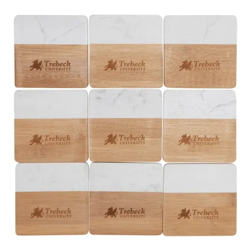 Customized Marble and Bamboo Coaster Set (4 Pieces) — view 5