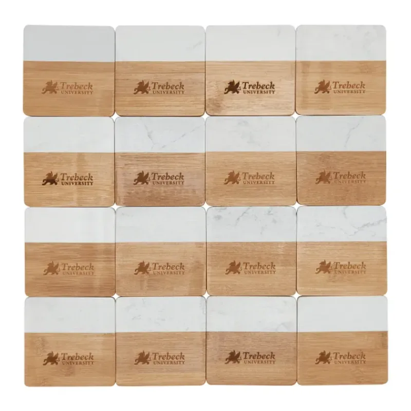 Customized Marble and Bamboo Coaster Set (4 Pieces) — view 6