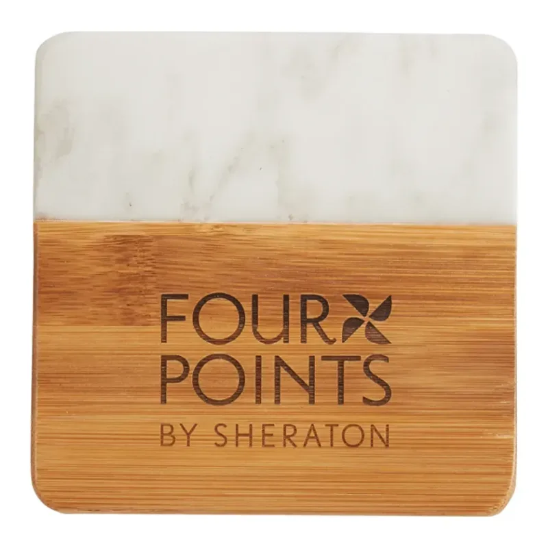 Customized Marble and Bamboo Coaster Set (4 Pieces) — view 7