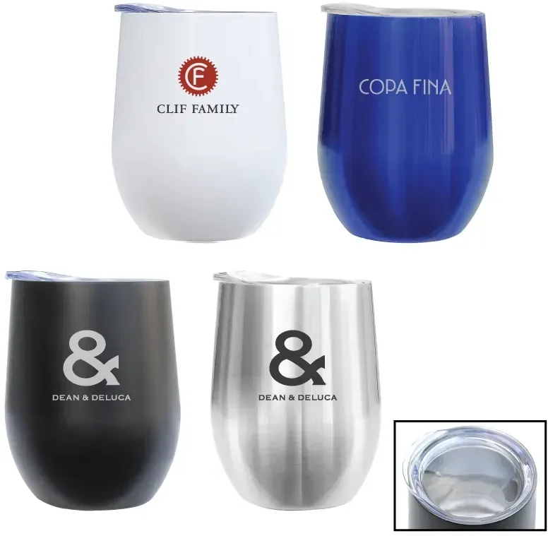 Custom Branded 12 oz. Vacuum Insulated Stemless Wine Glass