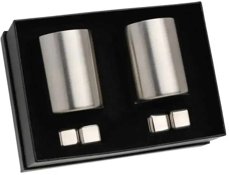 Custom Engraved Double Whiskey Cup & Whiskey Cube Set — view 2