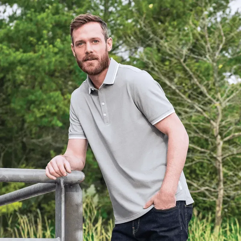 Custom Branded Roots73 Limestone Short Sleeve Polo for Men — view 14