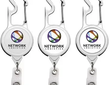Metal Carabiner Bottle Opener Badge Holder Reel — view 3