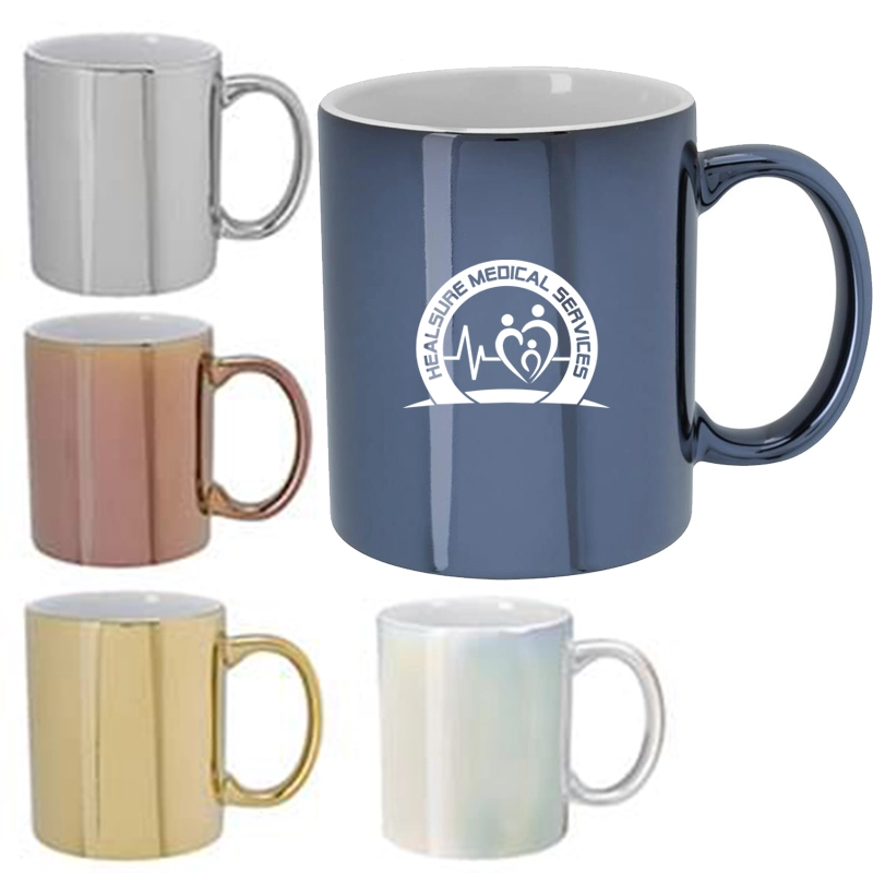 Metallic Colored 12 oz Ceramic Mugs