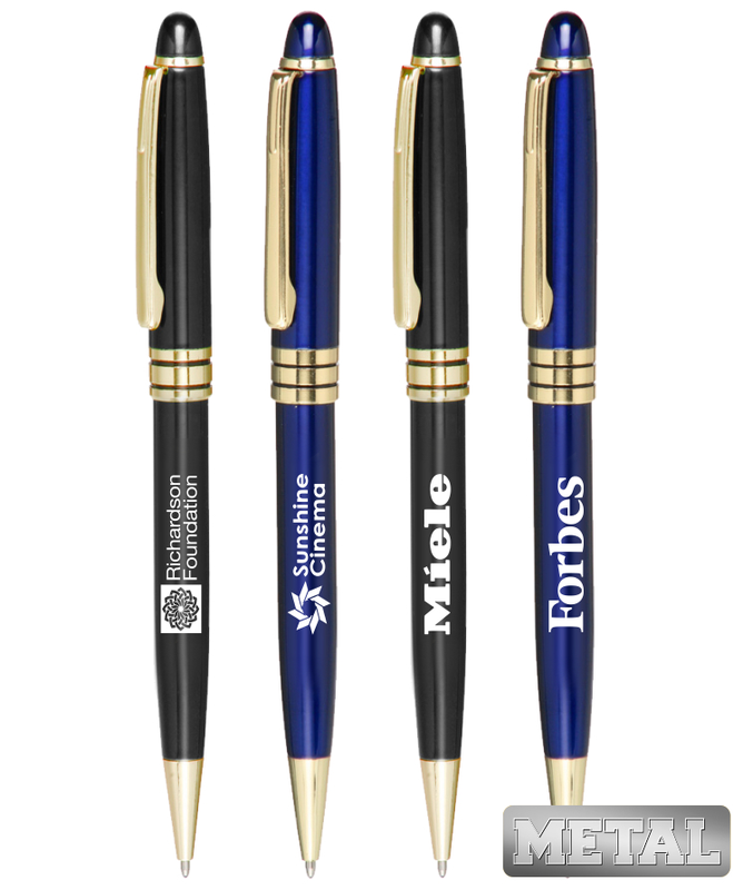 Metallic Twist Pen with Gold Accents - Sleek Design