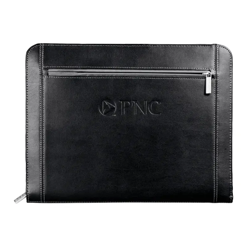 Custom Leather Zippered Padfolio - Metropolitan Style