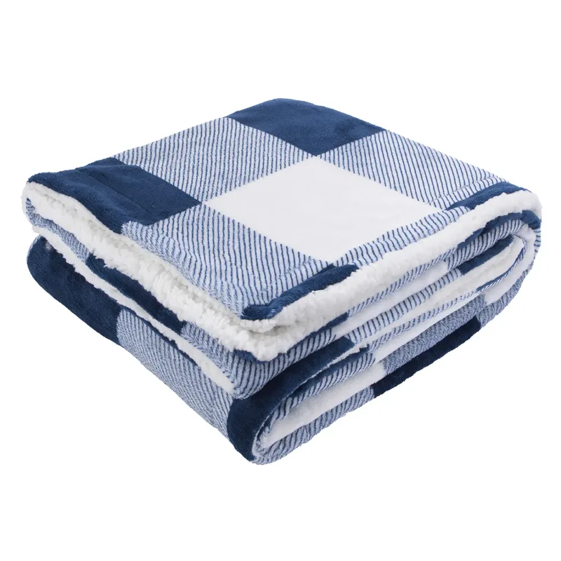 Microfiber Plaid Sherpa Blanket — view 2