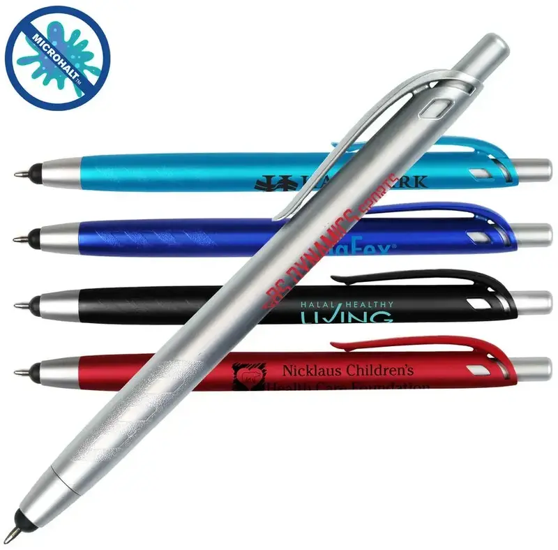 MicroHalt Click Pen with Stylus - Antibacterial Promotional Item