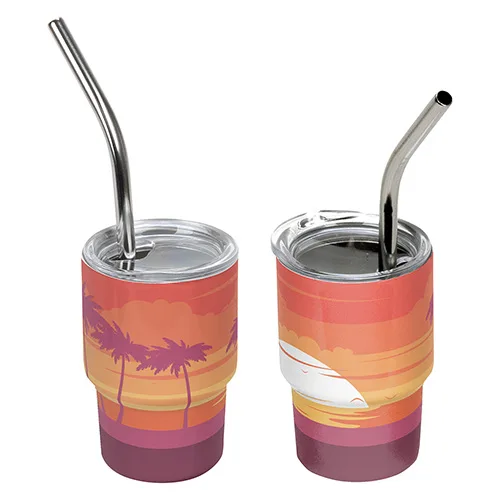 Mini Belmont 3 oz Double-Wall Stainless Steel Tumbler with Straw — view 9