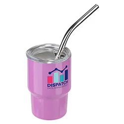 Mini Belmont 3 oz Double-Wall Stainless Steel Tumbler with Straw — view 14