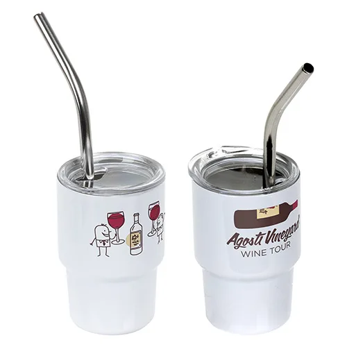 Mini Belmont 3 oz Double-Wall Stainless Steel Tumbler with Straw — view 11