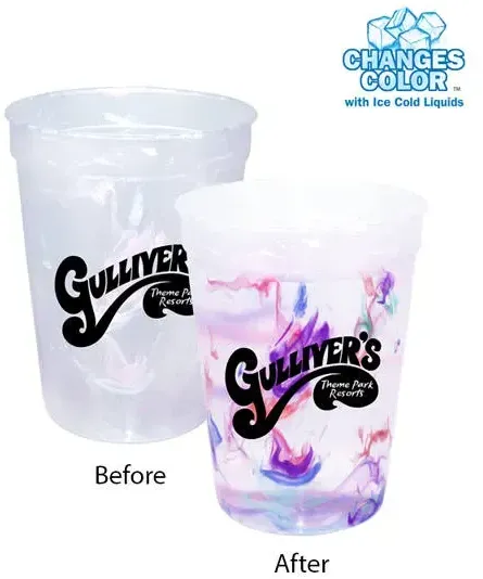 12oz Color Change Promotional Mood Cups with Rainbow Confetti that are BPA Free and Durable - PPI