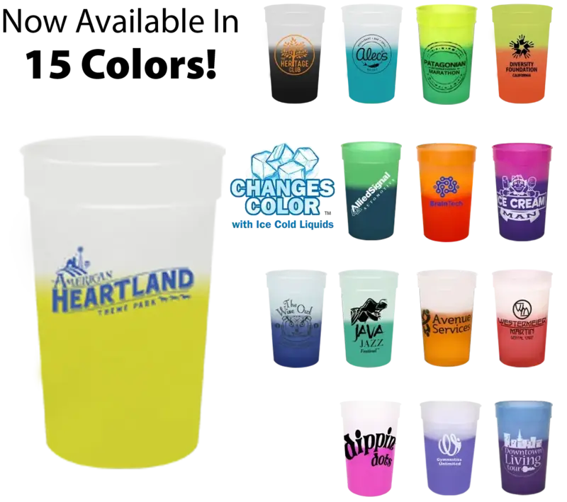 22 oz Color Changing Stadium Cup with Optional Lid - Customizable Promotional Drinkware