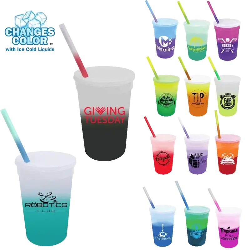 Color-Changing 22oz Stadium Cup Set with Straw and Lid for Promotions