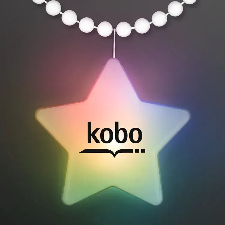 Multicolor LED Glow Star Clip-On Light Badge with White Beads