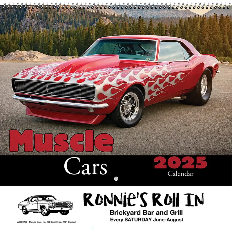 Muscle Cars Wall Calendar: 2025 Spiral Bound