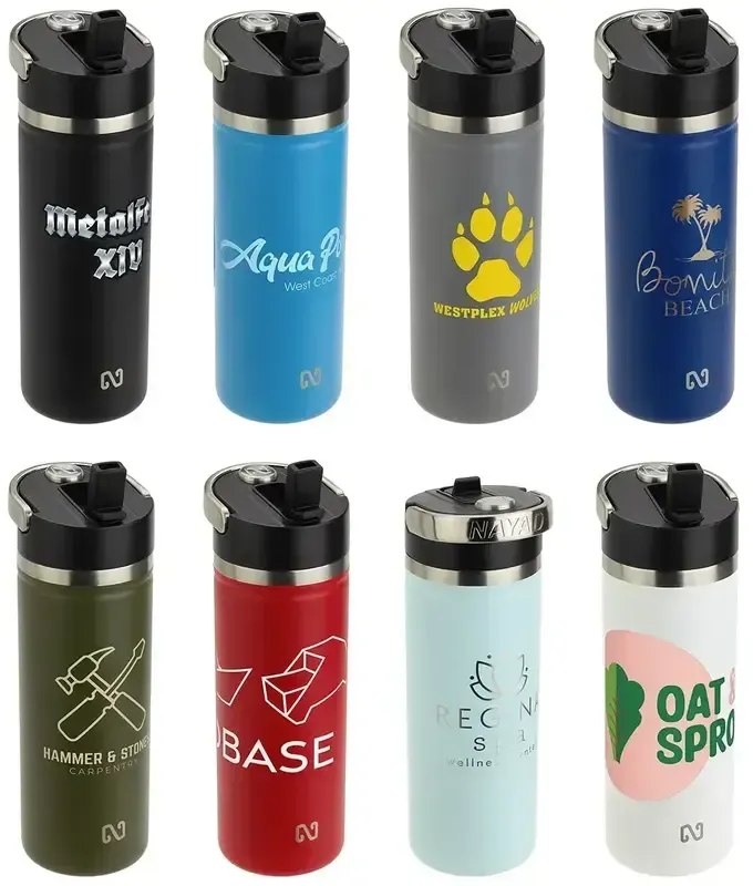 Custom Logo Stainless Double-Wall Bottle (18 oz) with Flip-Top Spout