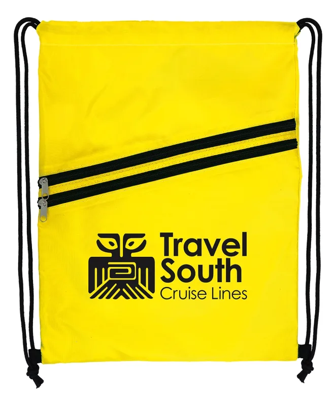Custom Neon Multi-Zippered Drawstring Backpack — view 6