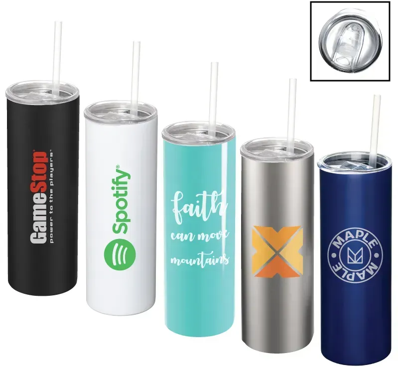 Logo-Branded Skinny Stainless Steel Tumbler