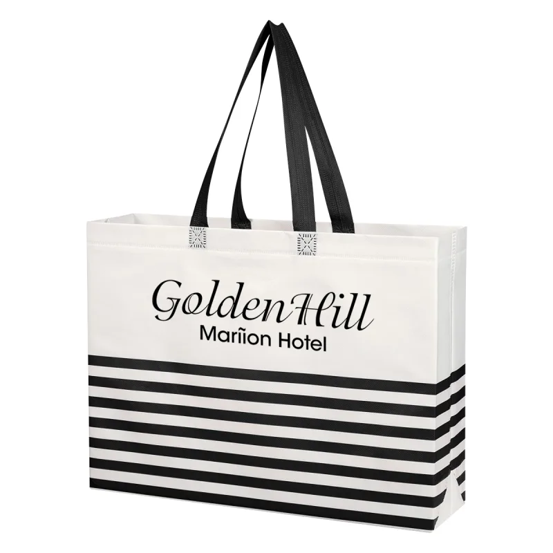 Non-Woven Horizontal Stripe Tote Bag — view 3