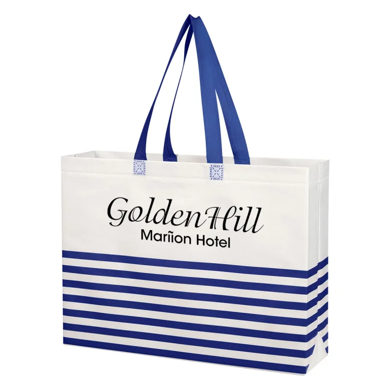 Non-Woven Horizontal Stripe Tote Bag — view 5