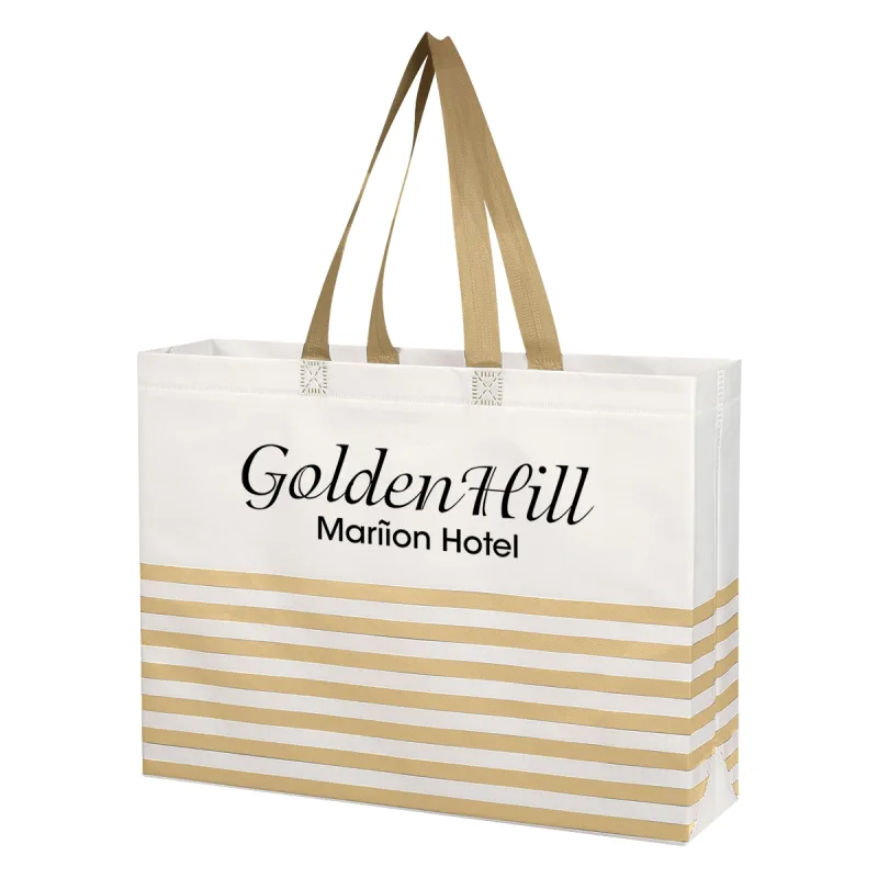 Non-Woven Horizontal Stripe Tote Bag — view 6
