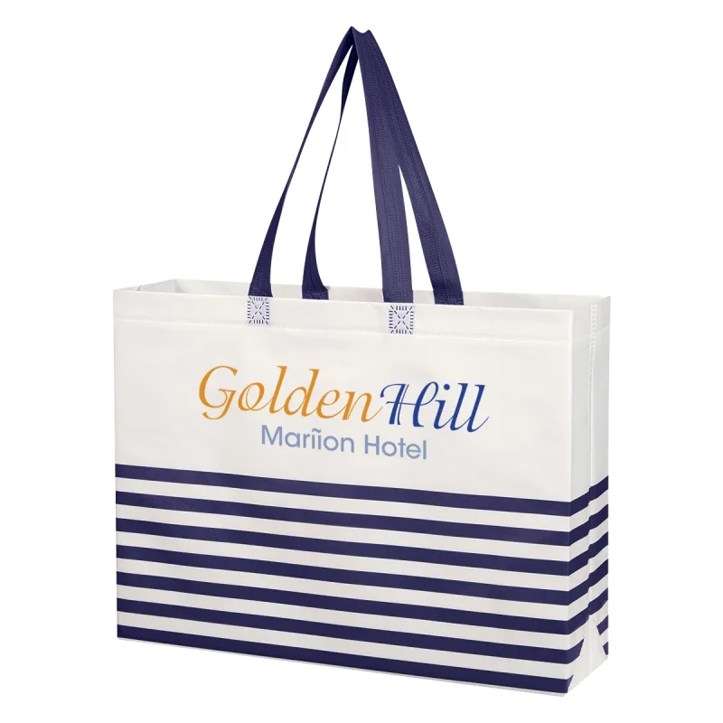 Non-Woven Horizontal Stripe Tote Bag — view 10