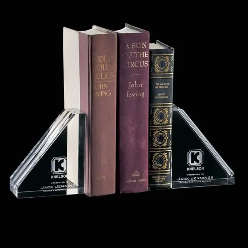 Imprinted Crystal Groove Bookends — view 3