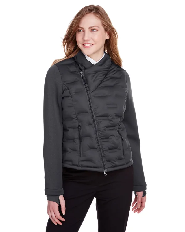 North End Ladies' Loft Pioneer Hybrid Bomber Jacket — view 3
