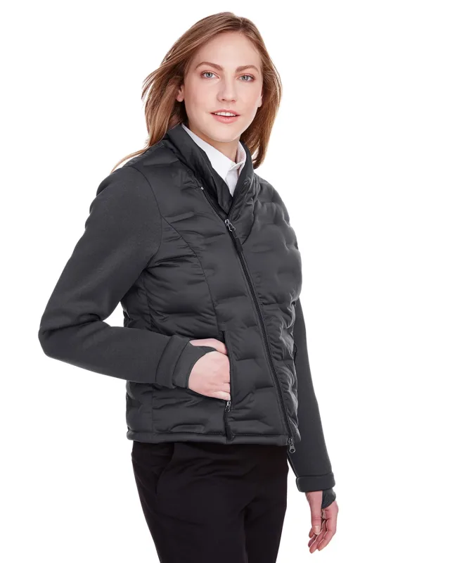 North End Ladies' Loft Pioneer Hybrid Bomber Jacket — view 4
