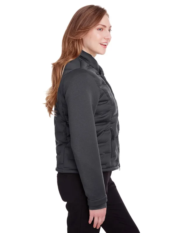 North End Ladies' Loft Pioneer Hybrid Bomber Jacket — view 5