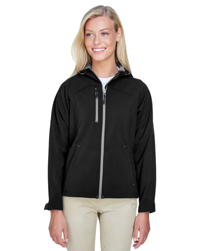 North End Ladies' Prospect Two-Layer Fleece Bonded Soft Shell Hooded Jacket — view 4