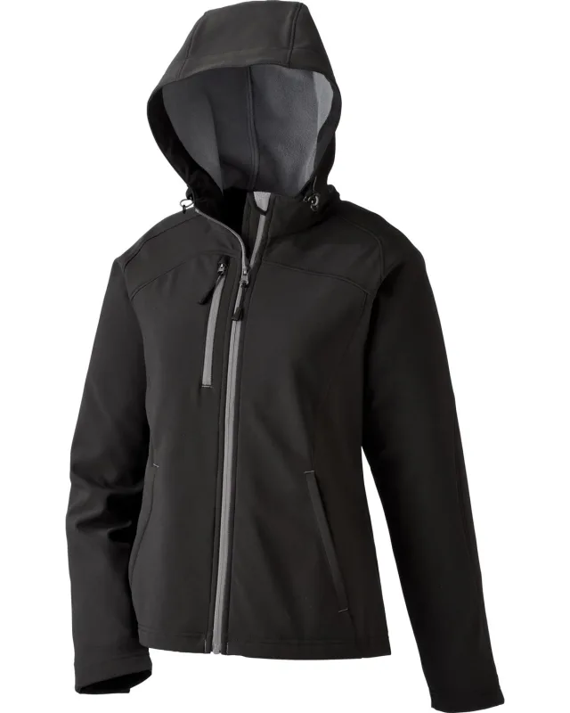 North End Ladies' Prospect Two-Layer Fleece Bonded Soft Shell Hooded Jacket — view 5
